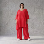 Fuchsia Kleid A-Linie leger Oversize Silhouette in Leinenoptik luftig zeitlos modern neu