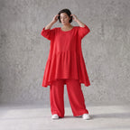 Fuchsia Kleid A-Linie leger Oversize Silhouette in Leinenoptik luftig zeitlos modern neu