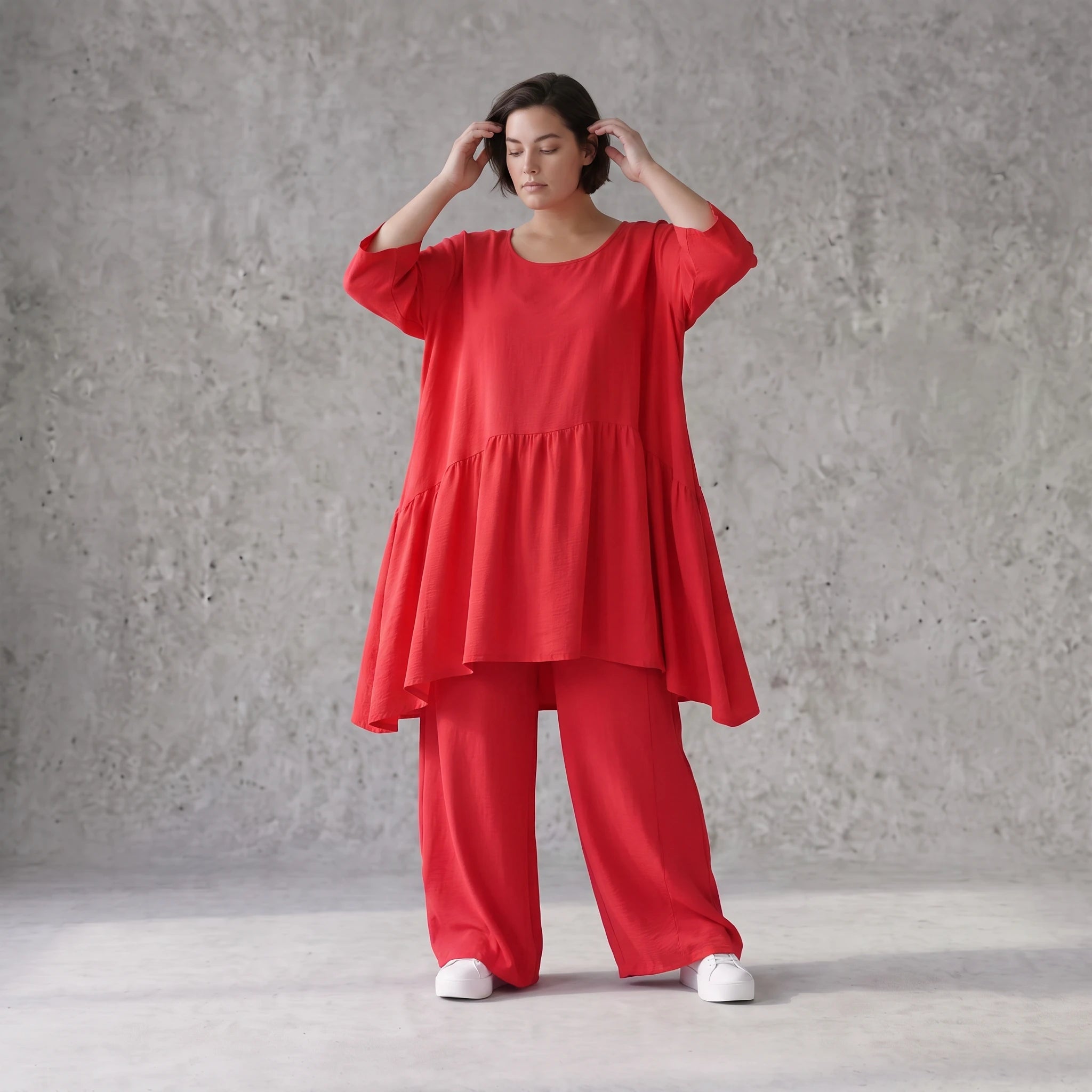 Fuchsia Kleid A-Linie leger Oversize Silhouette in Leinenoptik luftig zeitlos modern neu
