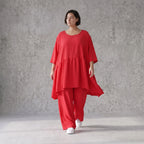 Fuchsia Kleid A-Linie leger Oversize Silhouette in Leinenoptik luftig zeitlos modern neu
