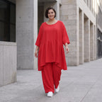 Fuchsia Kleid A-Linie leger Oversize Silhouette in Leinenoptik luftig zeitlos modern neu