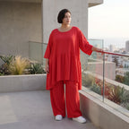 Fuchsia Kleid A-Linie leger Oversize Silhouette in Leinenoptik luftig zeitlos modern neu