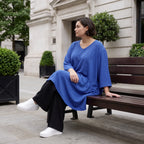 Royalblau Leinenlook Kleid im Lagenlook Oversize leger zeitlos elegant luftig weich weich