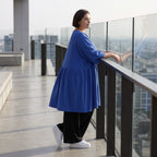 Royalblau Leinenlook Kleid im Lagenlook Oversize leger zeitlos elegant luftig weich weich