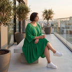 Zeitloses Oversize Lagenlook Kleid in Smaragdgrün mit Leinenoptik leger sehr ausgefallen
