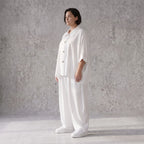 Zeitlose Weiß Leinenoptik Bluse im Oversize Lagenlook leger luftig weich modern stilvoll