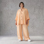 Leichte Mauve Bluse im legeren Oversize Lagenlook mit Hemdkragen zeitlos modern sanft