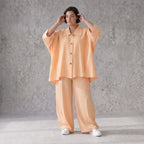 Leichte Mauve Bluse im legeren Oversize Lagenlook mit Hemdkragen zeitlos modern sanft