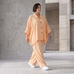 Leichte Mauve Bluse im legeren Oversize Lagenlook mit Hemdkragen zeitlos modern sanft