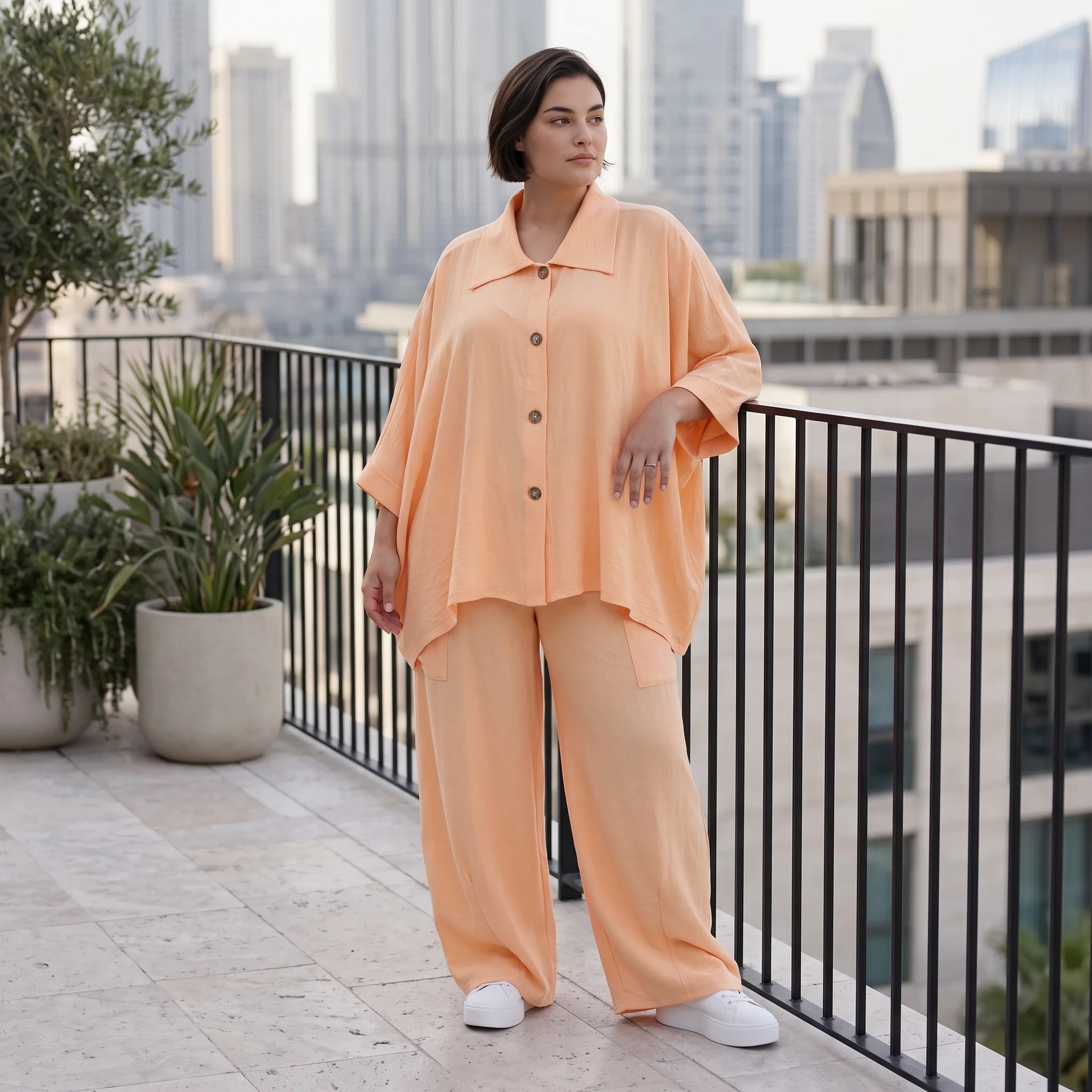 Leichte Mauve Bluse im legeren Oversize Lagenlook mit Hemdkragen zeitlos modern sanft
