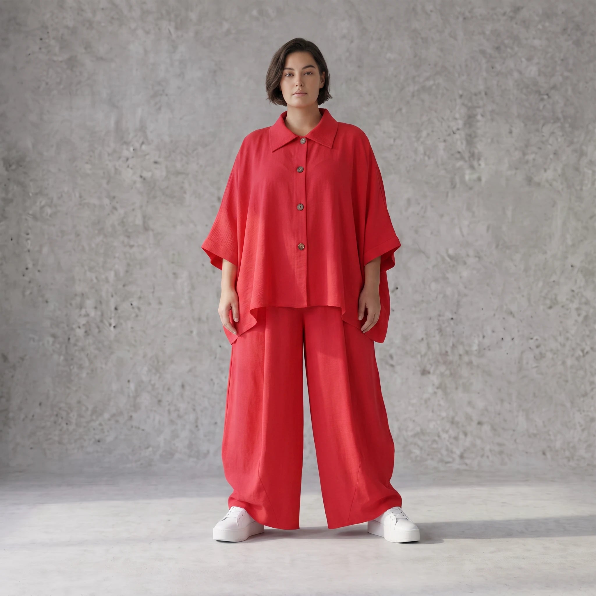 Fuchsia Leinenbluse Oversize Sommerbluse mit Lagenlook leicht zeitlos ausgefallen leger