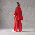 Fuchsia Leinenbluse Oversize Sommerbluse mit Lagenlook leicht zeitlos ausgefallen leger
