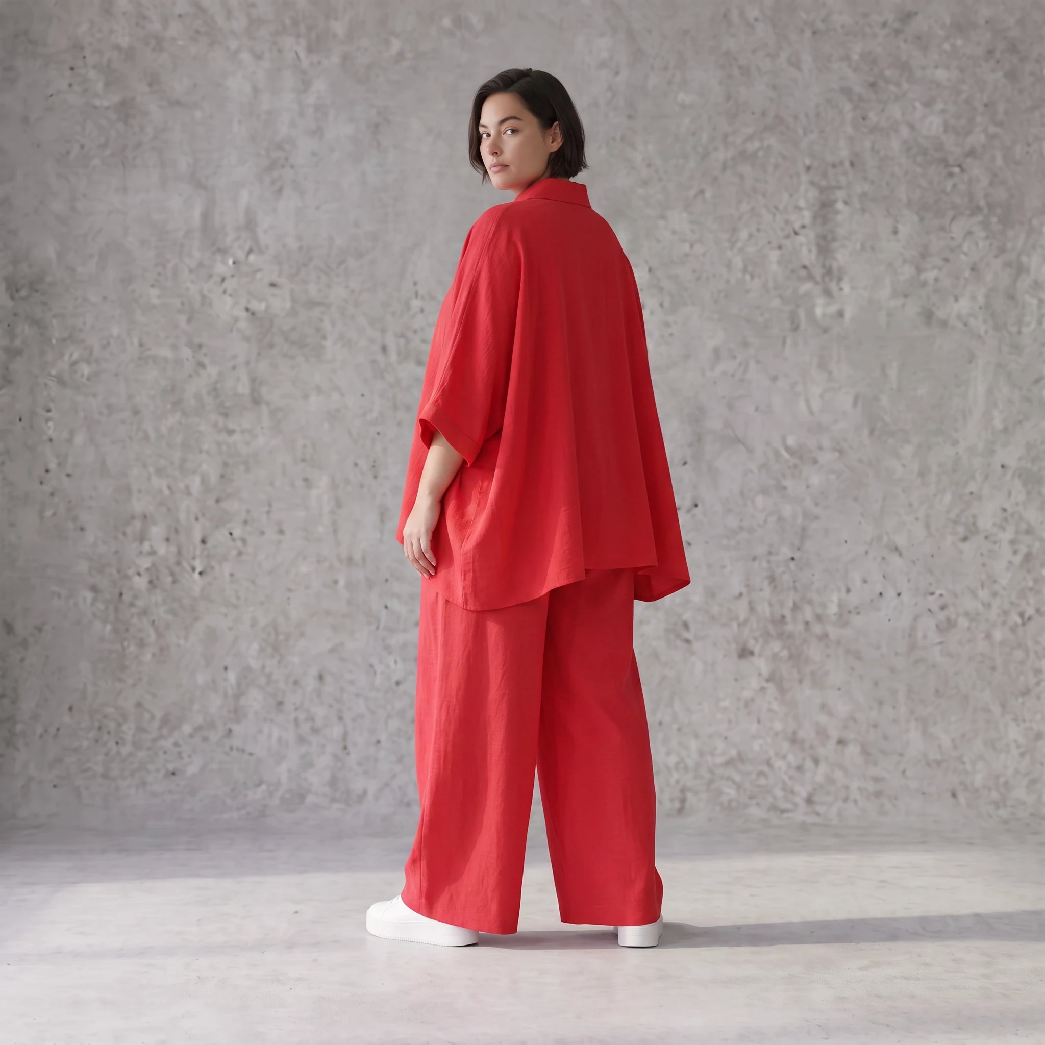 Fuchsia Leinenbluse Oversize Sommerbluse mit Lagenlook leicht zeitlos ausgefallen leger