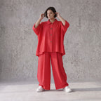 Fuchsia Leinenbluse Oversize Sommerbluse mit Lagenlook leicht zeitlos ausgefallen leger