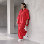 Fuchsia Leinenbluse Oversize Sommerbluse mit Lagenlook leicht zeitlos ausgefallen leger