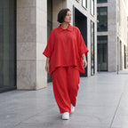 Fuchsia Leinenbluse Oversize Sommerbluse mit Lagenlook leicht zeitlos ausgefallen leger
