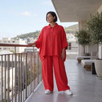 Fuchsia Leinenbluse Oversize Sommerbluse mit Lagenlook leicht zeitlos ausgefallen leger