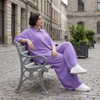 Flieder Oversize Leinenbluse Lagenlook locker zeitlos mit kuehl leichtem Fall soft Griff