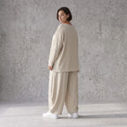 Moderner Beigelagenlook Oversize Ueberwurf aus Leinenmix locker leicht und fein elegant