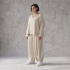 Moderner Beigelagenlook Oversize Ueberwurf aus Leinenmix locker leicht und fein elegant