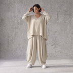 Moderner Beigelagenlook Oversize Ueberwurf aus Leinenmix locker leicht und fein elegant