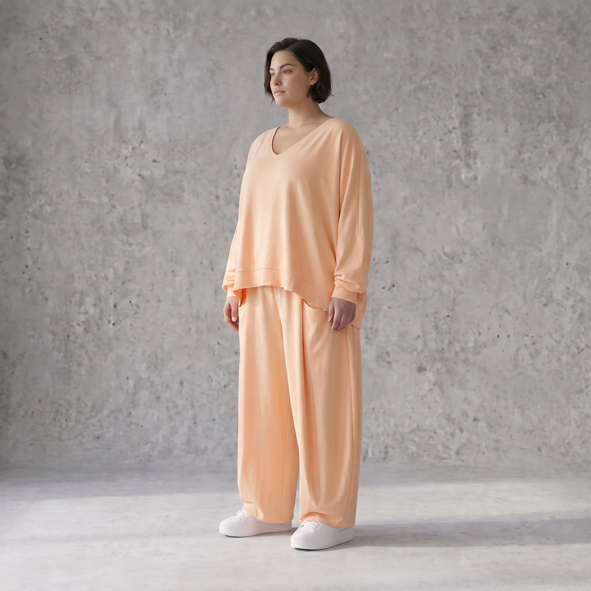 Mauve Oversize Überwurf in Leinenoptik leger Lagenlook luftig zeitlos chic weich edel