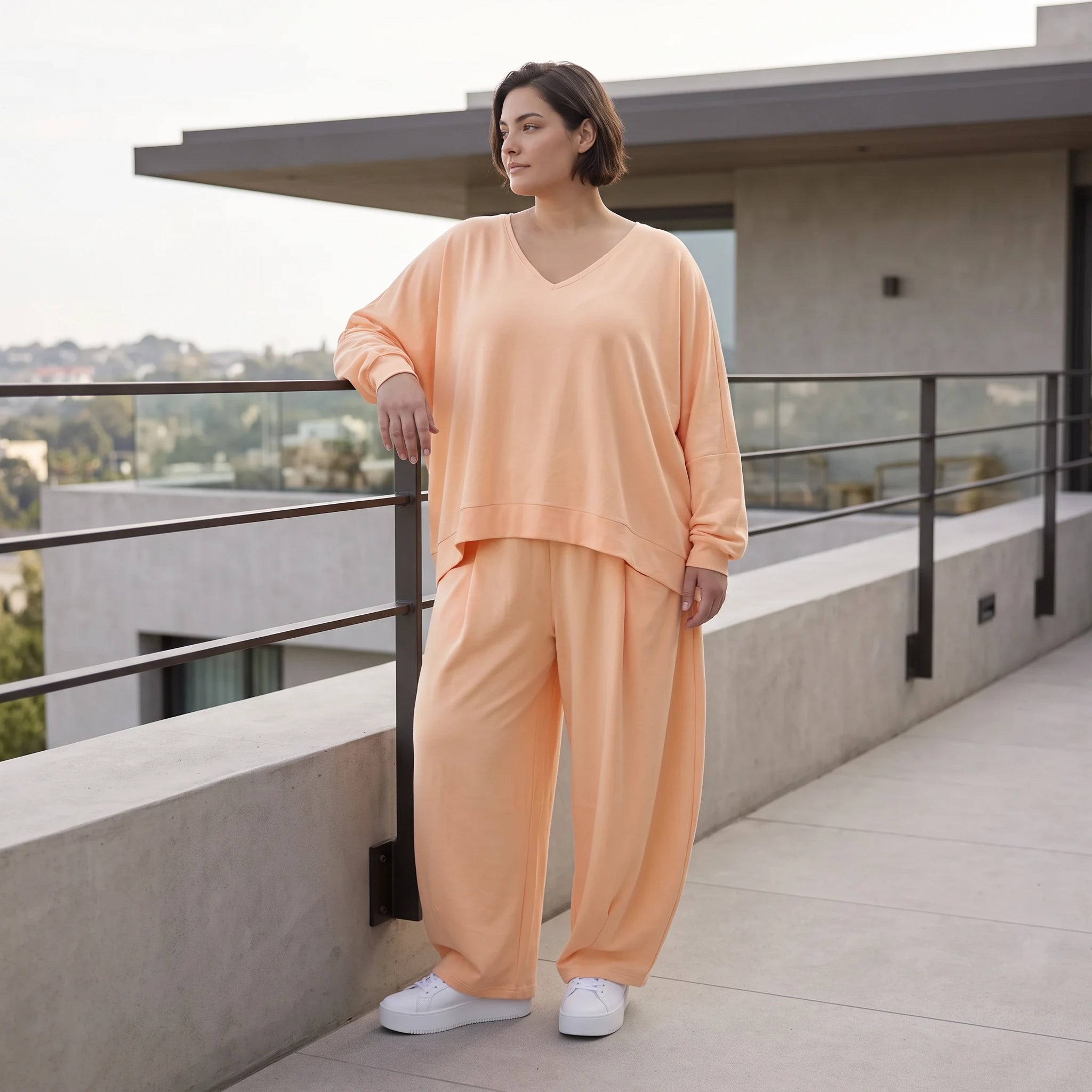 Mauve Oversize Überwurf in Leinenoptik leger Lagenlook luftig zeitlos chic weich edel