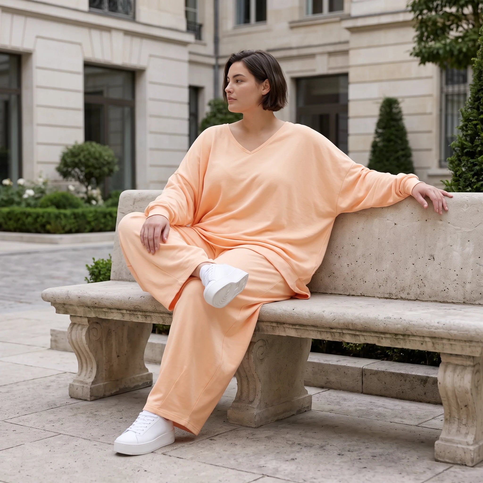 Mauve Oversize Überwurf in Leinenoptik leger Lagenlook luftig zeitlos chic weich edel