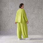 Apfelgrün Leinenlook Überwurf im Oversize Lagenlook sehr leger zeitlos ausgefallen luftig