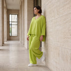 Apfelgrün Leinenlook Überwurf im Oversize Lagenlook sehr leger zeitlos ausgefallen luftig