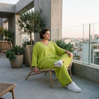 Apfelgrün Leinenlook Überwurf im Oversize Lagenlook sehr leger zeitlos ausgefallen luftig