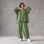 Khaki Lagenlook Überwurf Leinenoptik locker Oversize leger zeitlos ausgefallen chic Mode