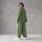 Khaki Lagenlook Überwurf Leinenoptik locker Oversize leger zeitlos ausgefallen chic Mode