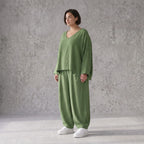 Khaki Lagenlook Überwurf Leinenoptik locker Oversize leger zeitlos ausgefallen chic Mode