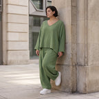 Khaki Lagenlook Überwurf Leinenoptik locker Oversize leger zeitlos ausgefallen chic Mode