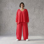 Fuchsia Lagenlook Überwurf in Leinenoptik Oversize leger zeitlos ausgefallen modern leicht