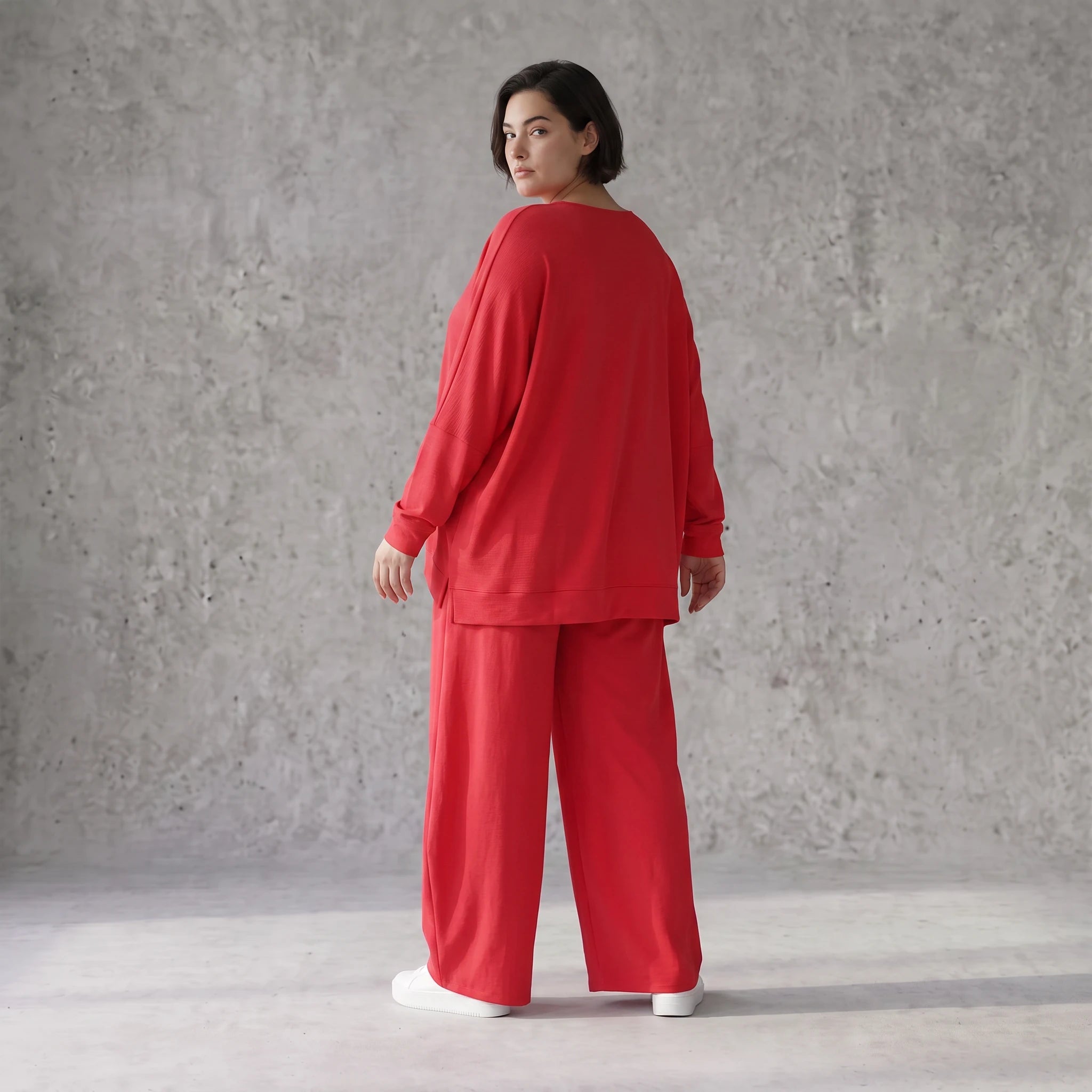 Fuchsia Lagenlook Überwurf in Leinenoptik Oversize leger zeitlos ausgefallen modern leicht