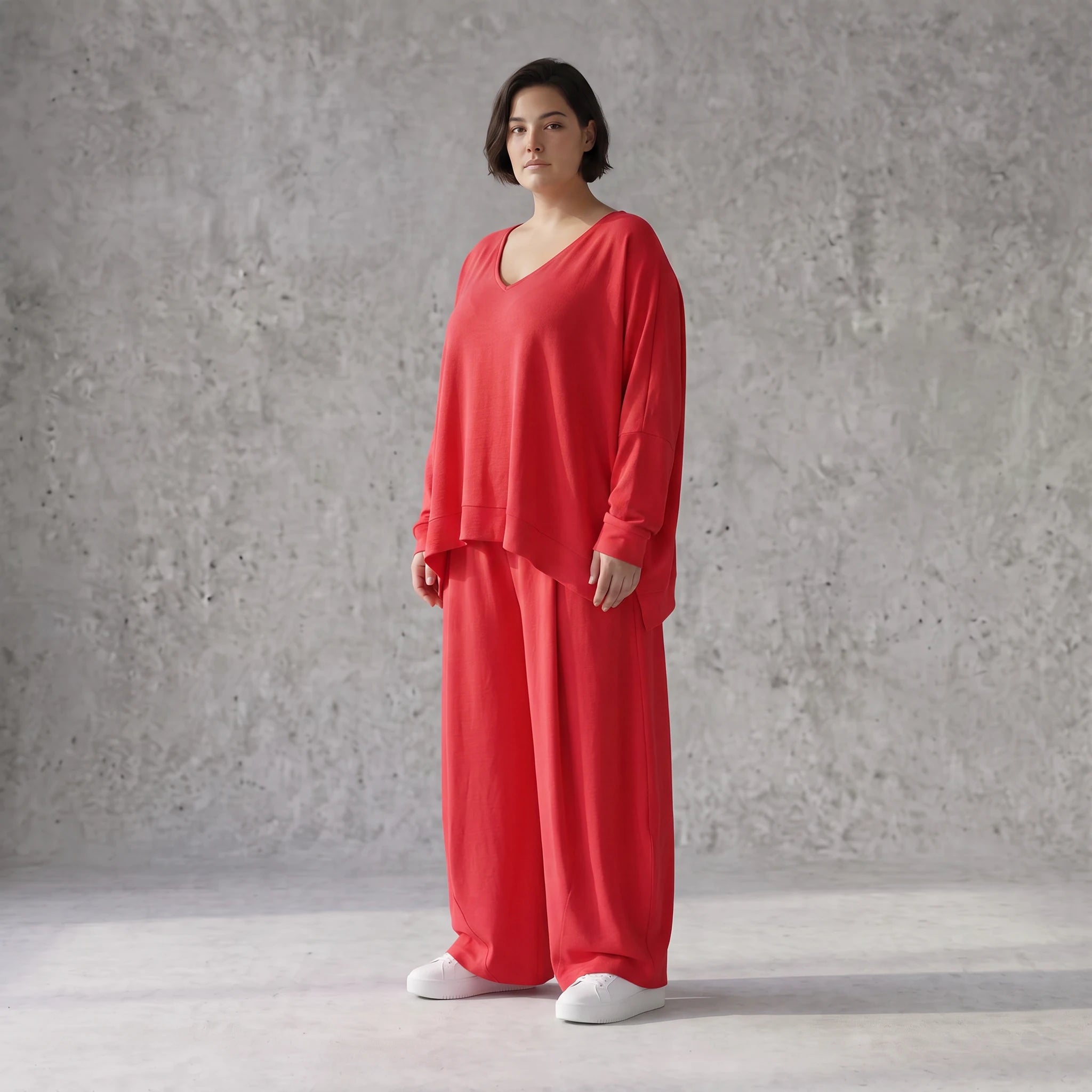 Fuchsia Lagenlook Überwurf in Leinenoptik Oversize leger zeitlos ausgefallen modern leicht
