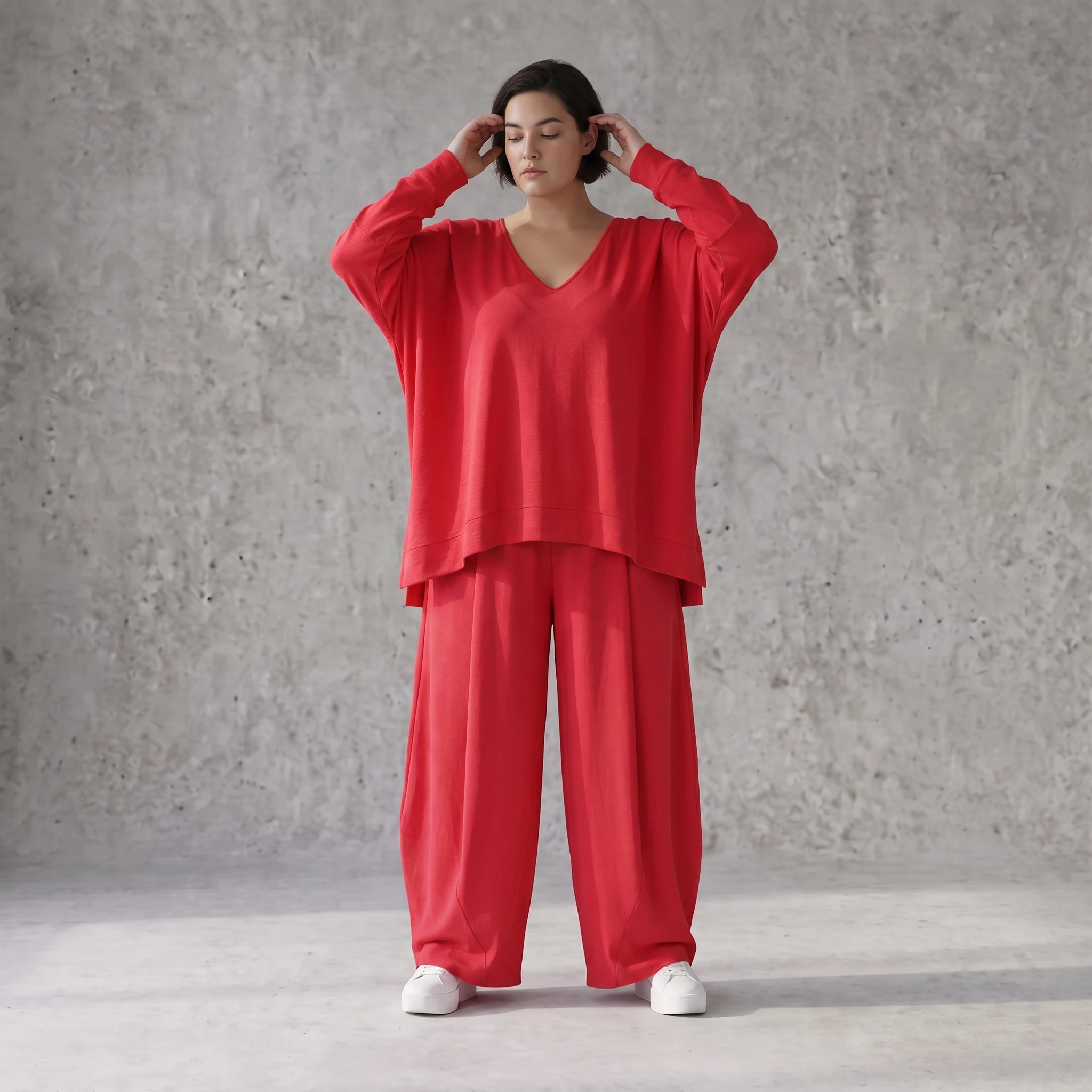 Fuchsia Lagenlook Überwurf in Leinenoptik Oversize leger zeitlos ausgefallen modern leicht