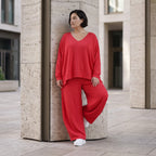 Fuchsia Lagenlook Überwurf in Leinenoptik Oversize leger zeitlos ausgefallen modern leicht
