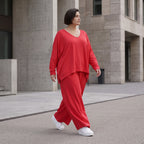 Fuchsia Lagenlook Überwurf in Leinenoptik Oversize leger zeitlos ausgefallen modern leicht