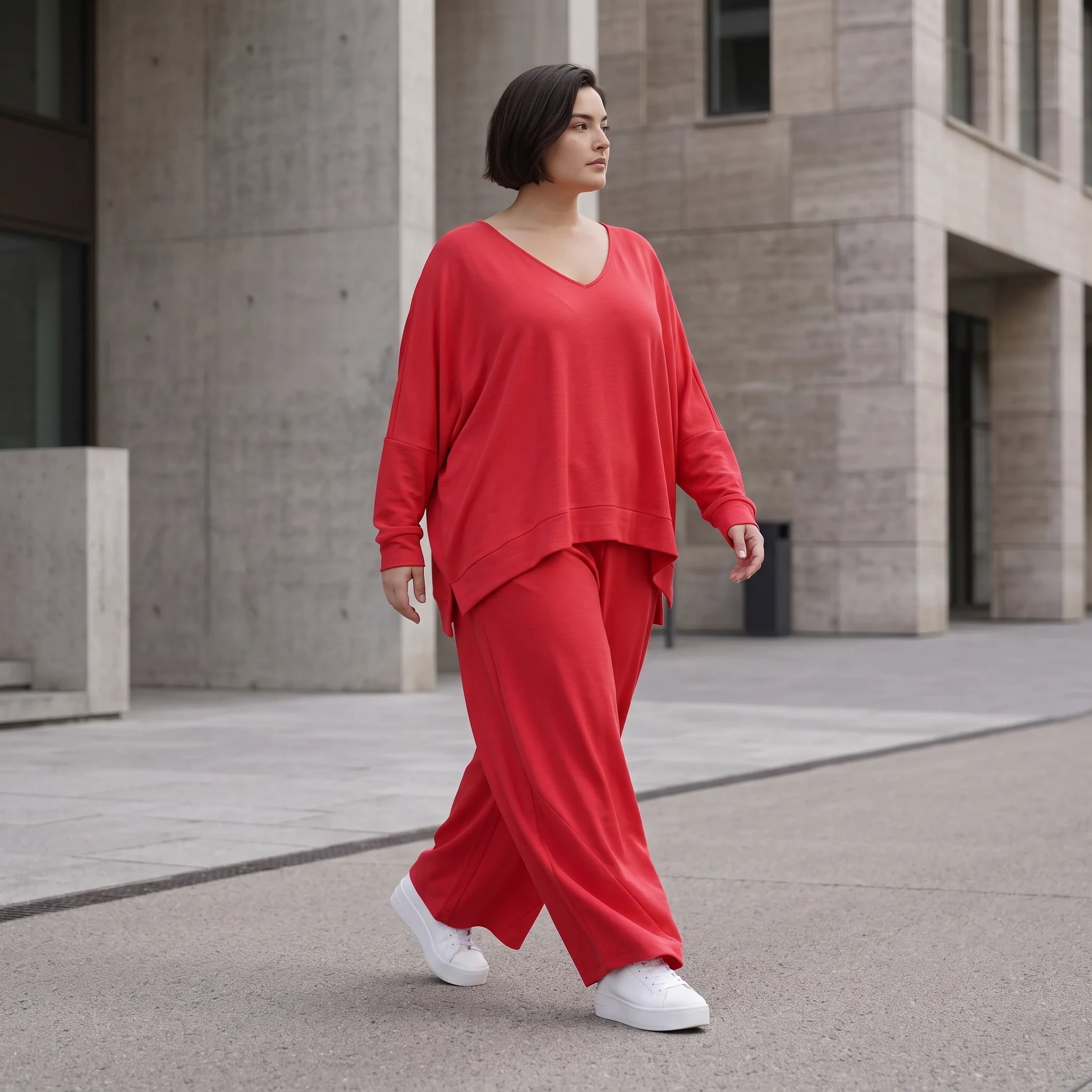 Fuchsia Lagenlook Überwurf in Leinenoptik Oversize leger zeitlos ausgefallen modern leicht