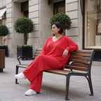 Fuchsia Lagenlook Überwurf in Leinenoptik Oversize leger zeitlos ausgefallen modern leicht