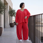 Fuchsia Lagenlook Überwurf in Leinenoptik Oversize leger zeitlos ausgefallen modern leicht