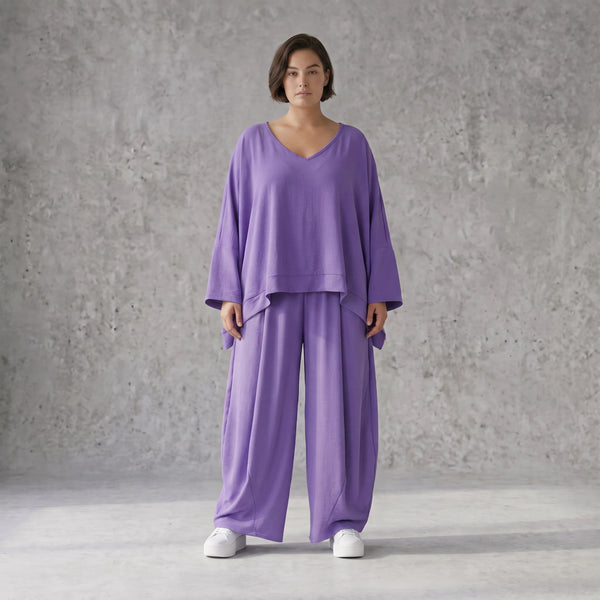 Flieder Lagenlook Oversize Überwurf leger ausgefallen zeitlos luftig superweich fliessend