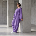Flieder Lagenlook Oversize Überwurf leger ausgefallen zeitlos luftig superweich fliessend