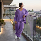 Flieder Lagenlook Oversize Überwurf leger ausgefallen zeitlos luftig superweich fliessend
