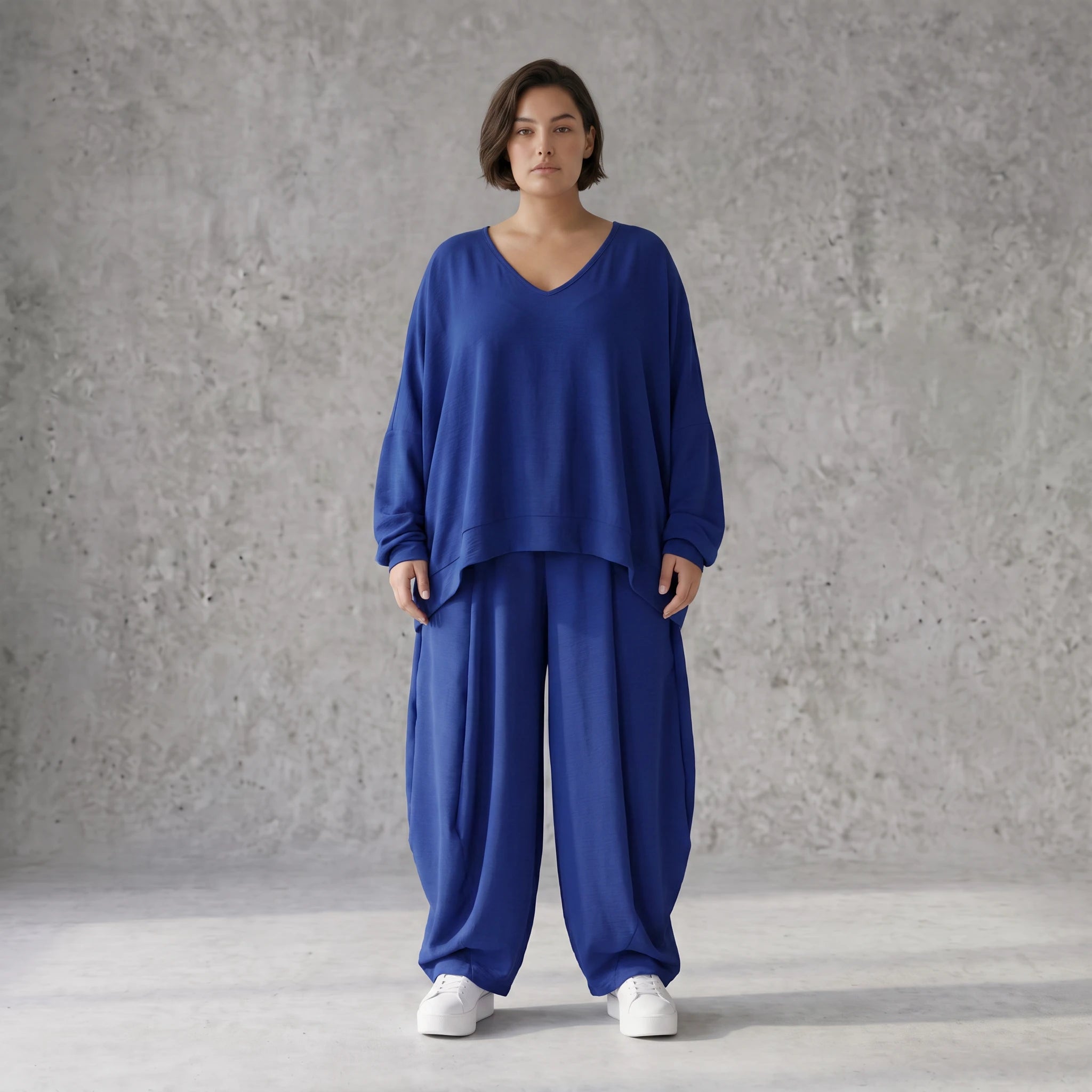 Royalblau Leinenueberwurf Oversize Lagenlook leger ausgefallen zeitlos luftig leicht