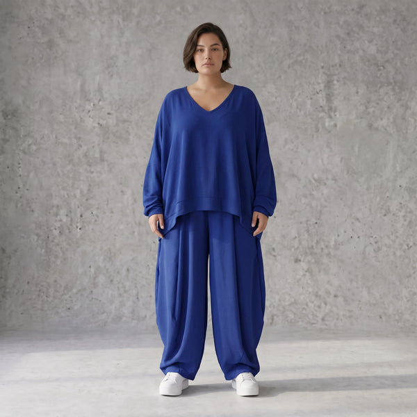 Royalblau Leinenueberwurf Oversize Lagenlook leger ausgefallen zeitlos luftig leicht