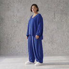 Royalblau Leinenueberwurf Oversize Lagenlook leger ausgefallen zeitlos luftig leicht